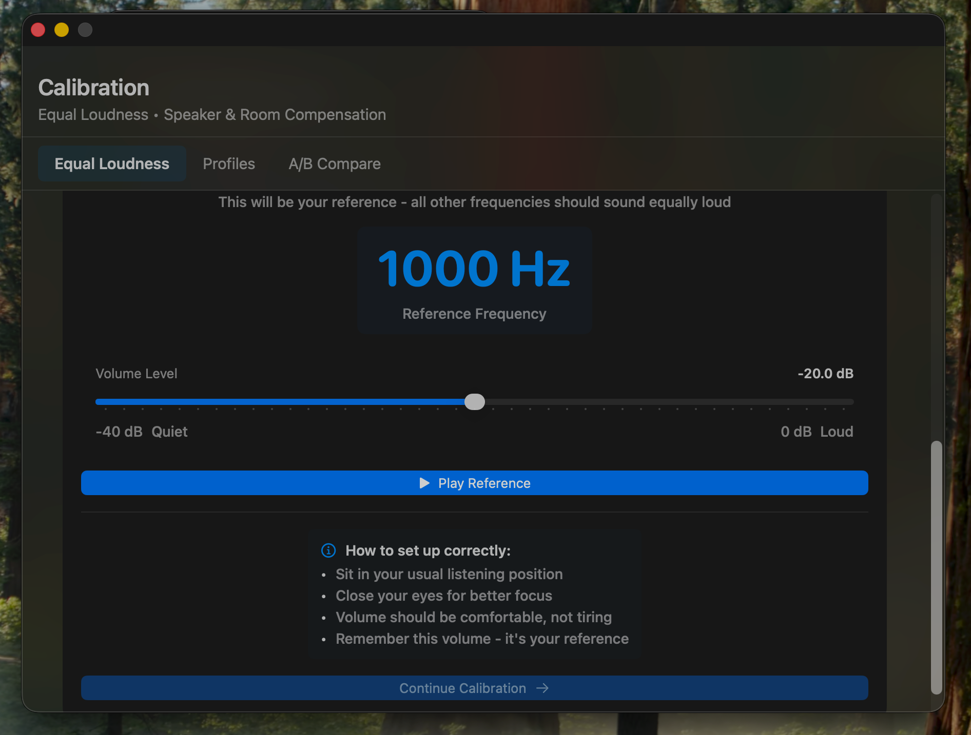 Calibration reference level