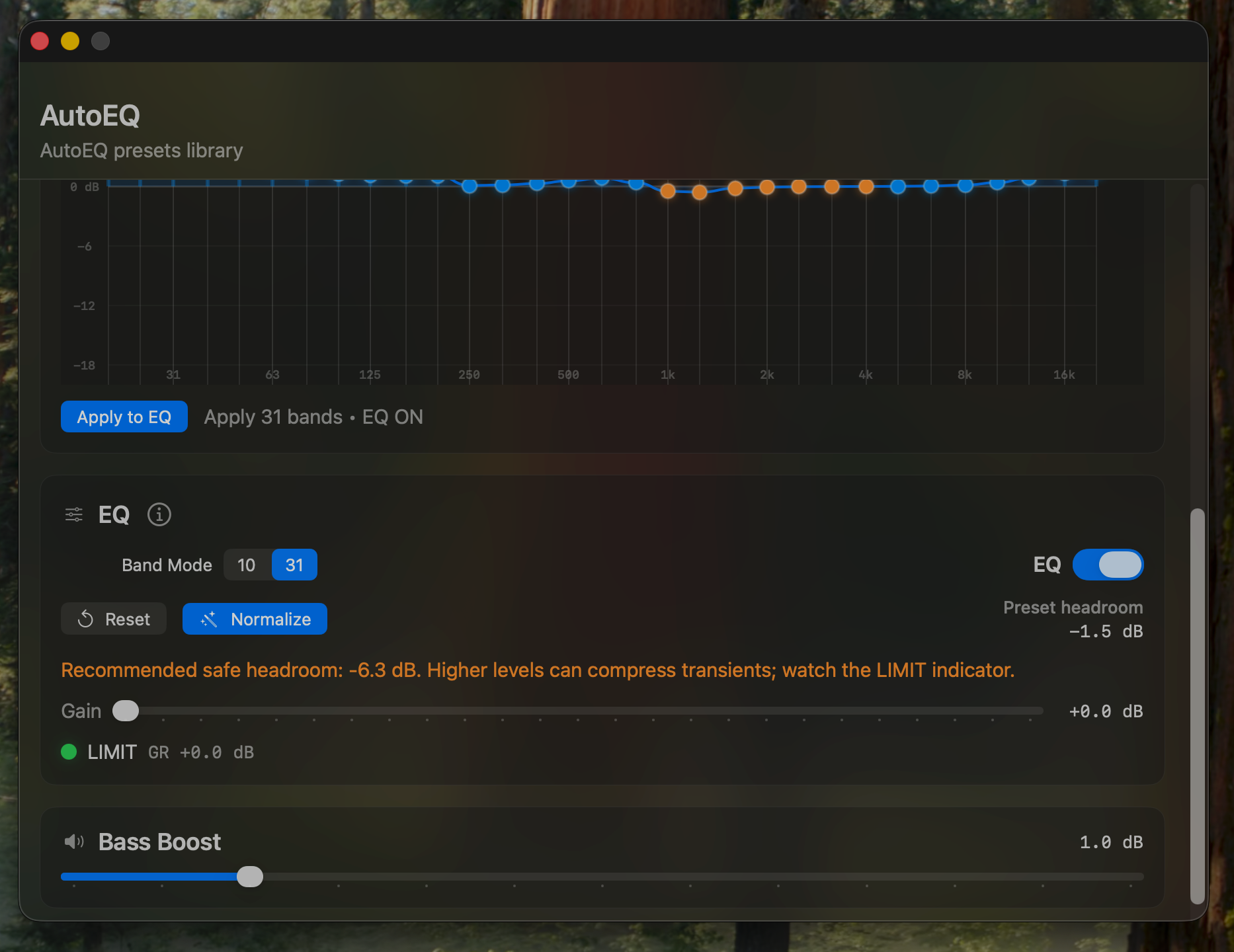 AutoEQ equalizer settings