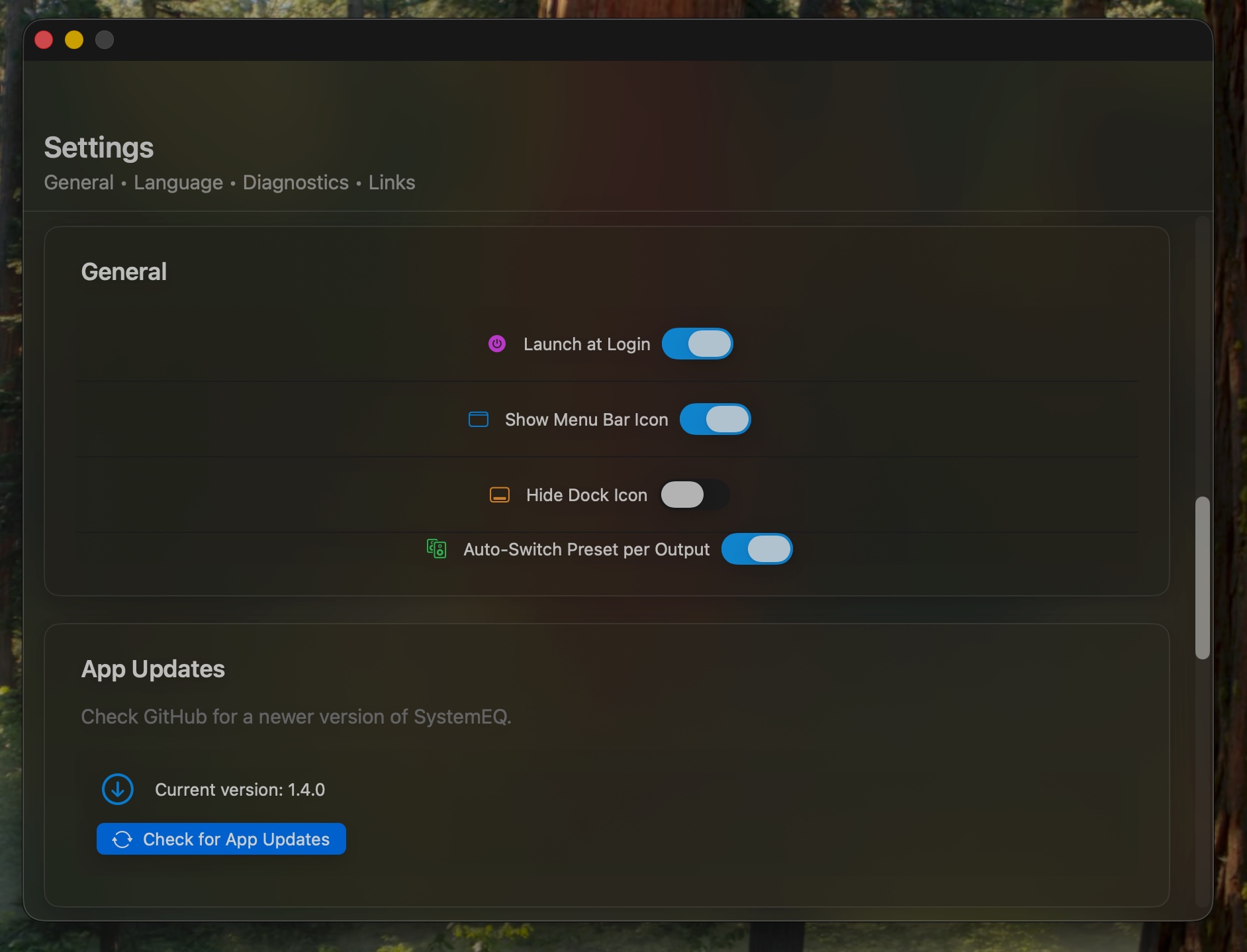 General settings